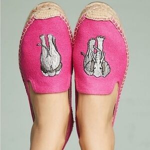 Soludos Elephant Embroidered Platform Espadrilles Pink 7.5